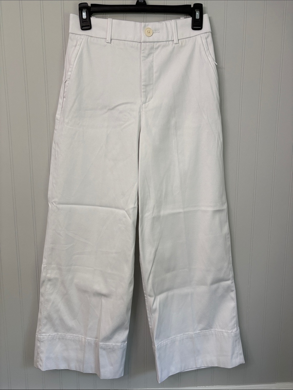 SPANX Stretch Twill Cropped Wide Leg Pant Women Size Small White
